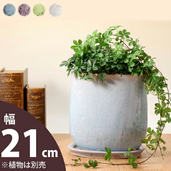 貫入加工・楕円型：セラミックストーン陶器鉢（22cm） | [公式]e-花屋さん