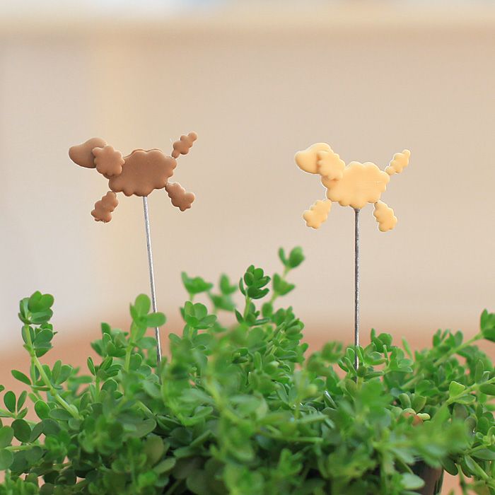 プードル犬のフラワーピック（手作り）e-花屋さん