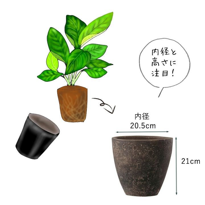 石のような質感のテラコッタペイント鉢(23cm)、アウトドアでも使えます！