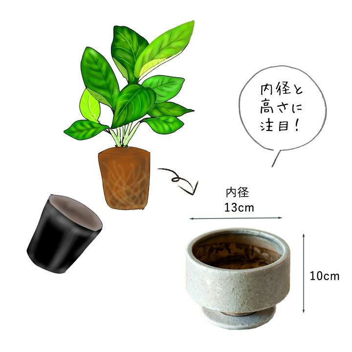 個性的な形の陶器鉢｜3～3.5号サイズ植物の植替え、寄せ植えに