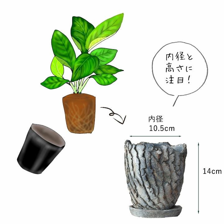 石で作ったような質感｜3～4号サイズの植物向け植木鉢[公式] e-花屋さん