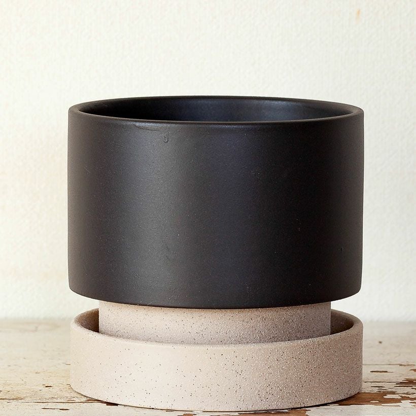 おしゃれ植木鉢：ツートンカラーのデザイン陶器鉢（6号）