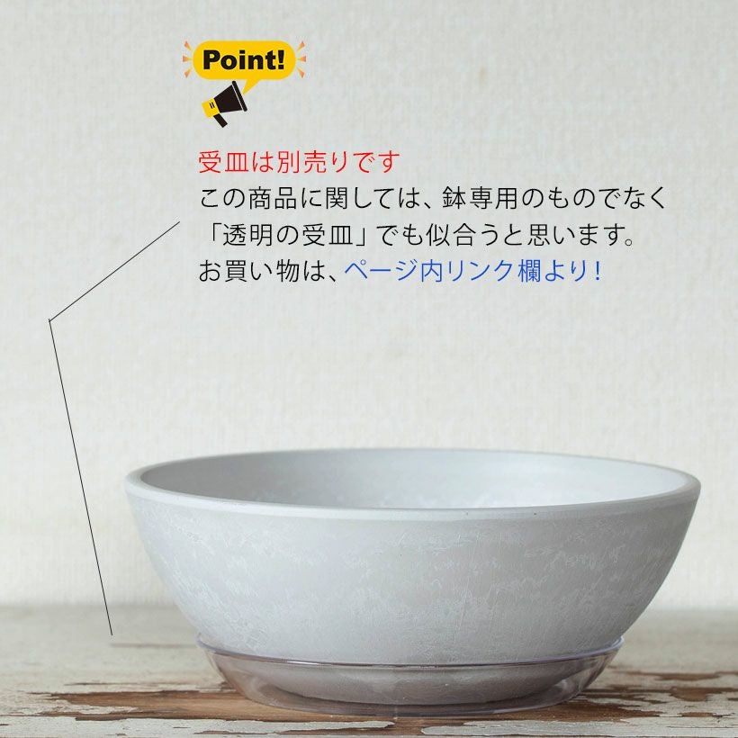 背が低いお皿の様な樹脂ポット（おしゃれな浅鉢）