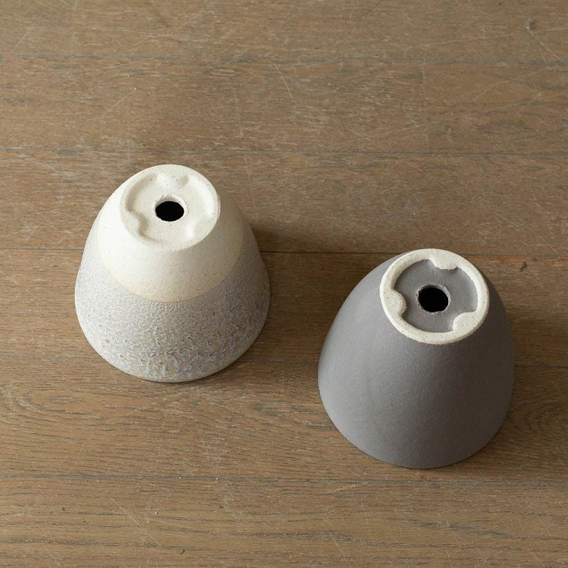 ツートンカラー（グレー×黒）シリンダ型陶器鉢