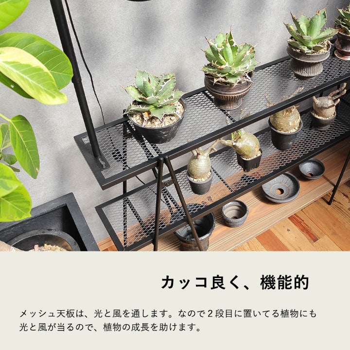 メッシュ天板アイアンシェルフ（植物台）ライトレール取付け可能